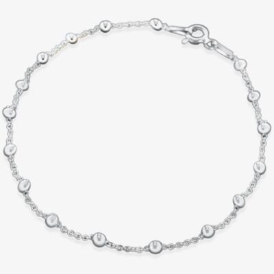 Sterling Silver 18cm Beaded Chain Bracelet 8.28.9751
