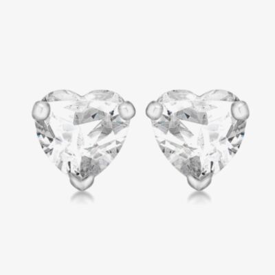 Sterling Silver Crystal Heart Stud Earrings 8.57.7129