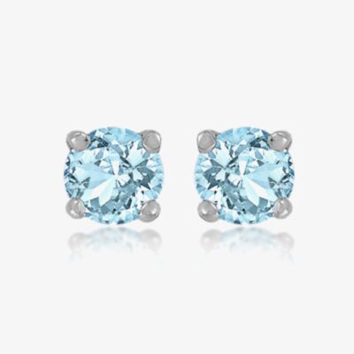 Sterling Silver 3mm Blue Crystal Stud Earrings 8.57.7849