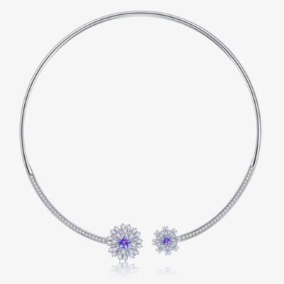 Fei Liu Carpe Diem Silver Crystal Flower Burst Choker CAR-925R-101-SWCZ