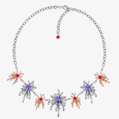 Fei Liu Carpe Diem Silver Rose Gold Plated Crystal Flower Necklace CAR-925R-102-SWCZ