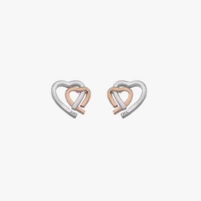 Hot Diamonds Silver & Rose Gold Plated Warm Heart Earrings DE532