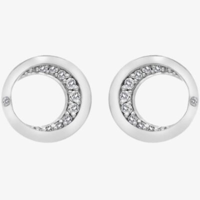 Hot Diamonds Celestial Sterling Silver White Topaz Moon Stud Earrings DE686