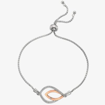 Hot Diamonds Silver Rose Gold Plated Harmony White Topaz Bracelet DL591