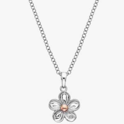 Hot Diamonds Silver & Rose Gold Plated Forget Me Not Pendant DP749