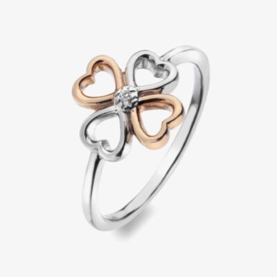 Hot Diamonds Lucky In Love Clover Hearts Two-Tone Ring DR216