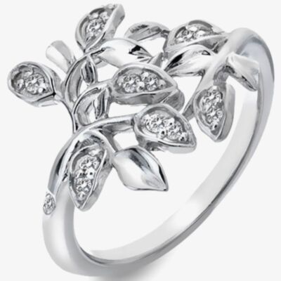 Hot Diamonds Nurture Sterling Silver White Topaz Tree Ring DR233