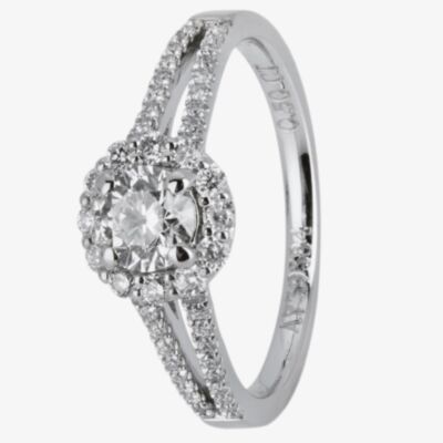 1888 Collection Platinum Brilliant Cut 0.68ct Diamond Split Shoulders Cluster Ring DSC64