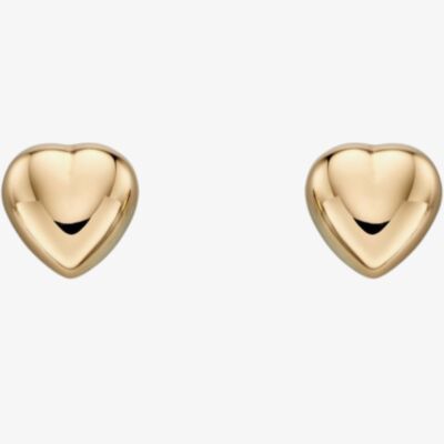  9ct Yellow Gold Heart Stud Earrings GE2213