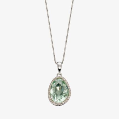 9ct White Gold Pear Cut Green Fluorite & Diamond Pendant GP2239G GN151