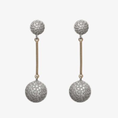 House Of Lor Silver Cubic Zirconia Rose Gold Bar Earrings H-30004