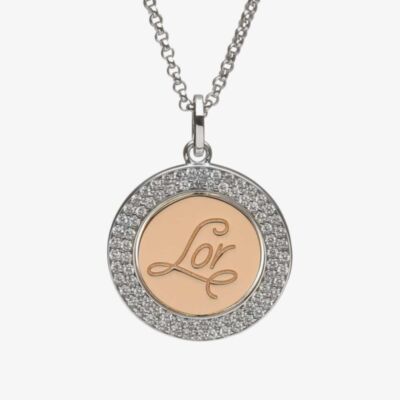 House Of Lor Silver Rose Gold Plated Inner Disc Pendant H-40024