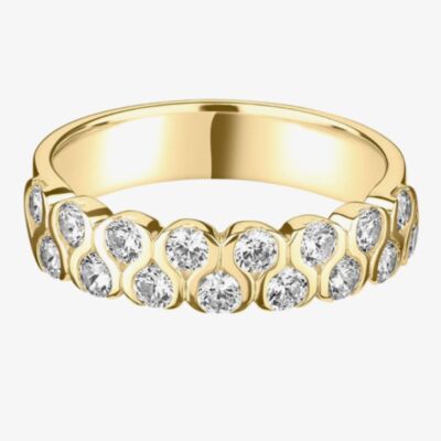 18ct Yellow Gold 0.80ct Diamond Twin Curved Half Eternity Ring HET1041-S