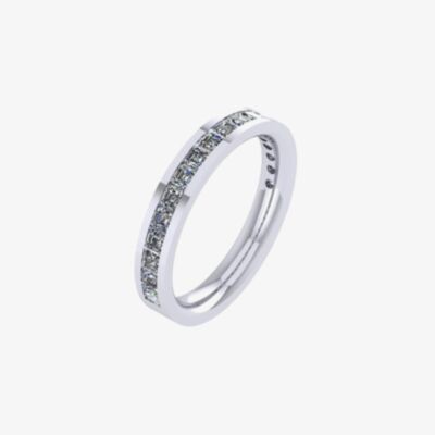Platinum 0.75ct Carre-Cut Diamond Half-Eternity Ring (M) HETRC1301