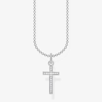 THOMAS SABO Silver Cubic Zirconia Cross Necklace KE2043-051-14-L45V