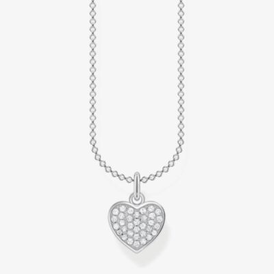 THOMAS SABO Silver Pavé Heart Necklace KE2046-051-14-L45V