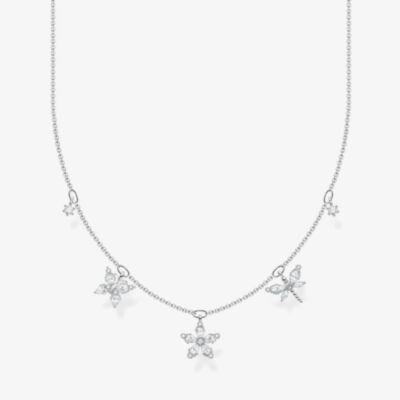 THOMAS SABO Sterling Silver White Cubic Zirconia Flower Necklace KE2100-051-14
