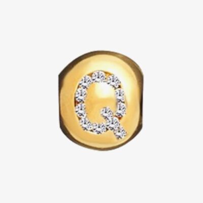 Lovelinks Gold Plated Silver Clear Cubic Zirconia Q Bead