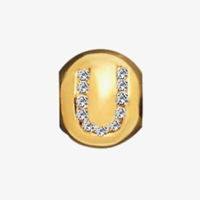 Lovelinks Gold Plated Silver Clear Cubic Zirconia U Bead