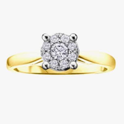 9ct Yellow Gold 0.30ct Diamond Round Cluster Ring 1903/30-9
