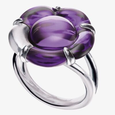Baccarat B Flower Silver Purple Crystal Flower Ring 2803462