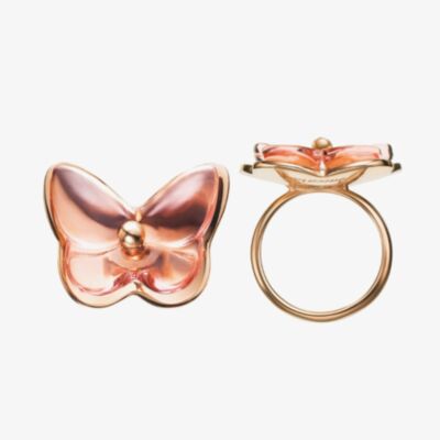 Baccarat Papillon Rose Gold Plated Crystal Butterfly Ring 2804130