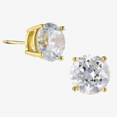 Crislu Gold Plated Claw Studs With Round Cubic Zirconia 300168e00cz