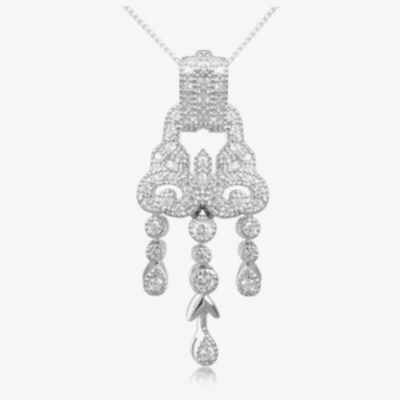 V Jewellery Silver Gatsby Cubic Zirconia Pendant 3080