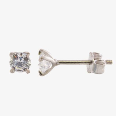 9ct White Gold 4mm Round Cubic Zirconia Stud Earrings 5-58-6319