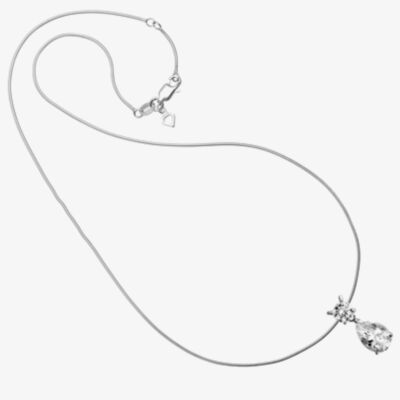 Silver Clear Cubic Zirconia Pear Round Pendant 65-1206-1-082