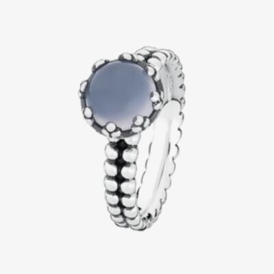 Spinning Silver Moon Round Milky Cubic Zirconia Ring 80014