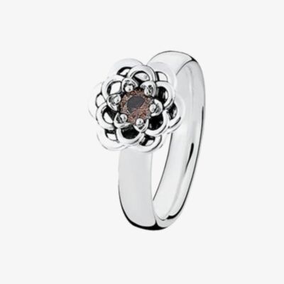 Spinning Silver Romance Pink Cubic Zirconia Flower Ring 80311