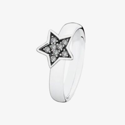 Spinning Silver Glow Cubic Zirconia Star Ring 81012