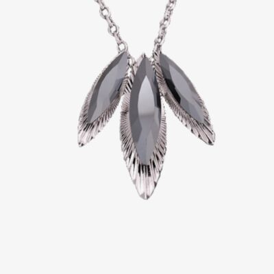 Sparkle Three Large Grey Crystal marquise Necklet N224 GRY