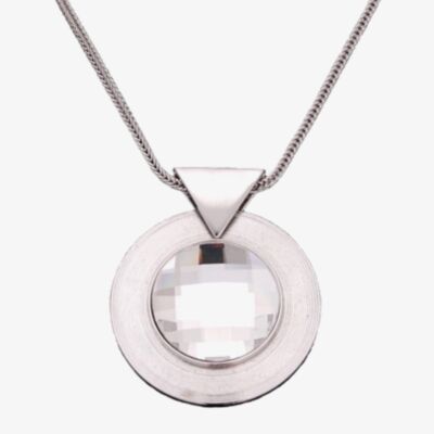 Sparkle Large Round Clear Crystal Disc Pendant N252 1962