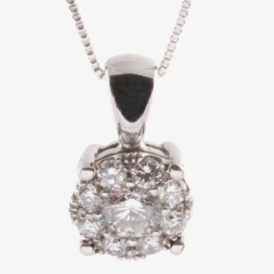 9ct White Gold 0.25ct Diamond Round Cluster Pendant P2382W/25-9