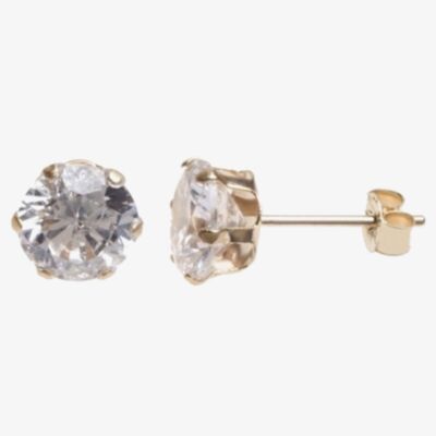 9ct Yellow Gold Cubic Zirconia Round Stud Earrings SE305