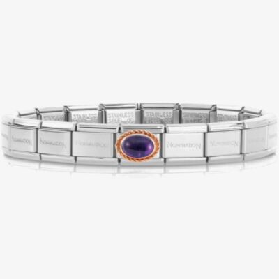 Nomination CLASSIC Composable Rose Gold Amethyst Bracelet 030000 + 430507/35