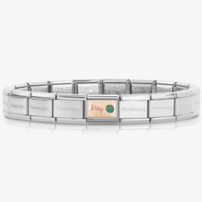 Nomination CLASSIC Rose Gold & Silver May Emerald Bracelet 430508/05