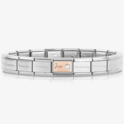 Nomination CLASSIC Rose Gold & Silver June White Pearl Bracelet 430508/06
