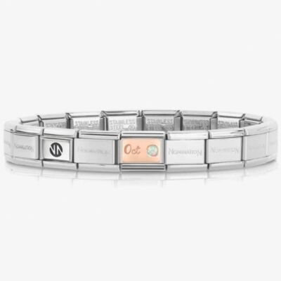 Nomination CLASSIC Rose Gold & Silver October White Opal Bracelet 430508/10