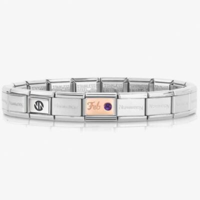 Nomination CLASSIC Rose Gold & Silver February Amethyst Bracelet 430508/02