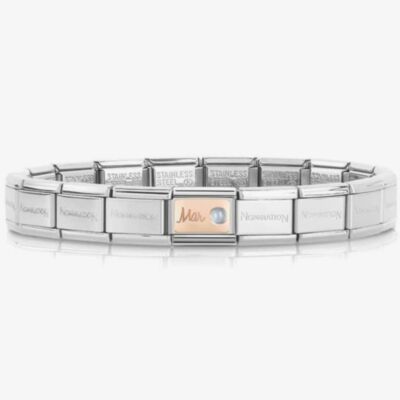 Nomination CLASSIC Rose Gold & Silver March Aquamarine Bracelet 430508/03
