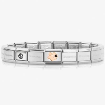Nomination CLASSIC Composable Rose Gold Dog Paw Print with Heart Bracelet 430202/18