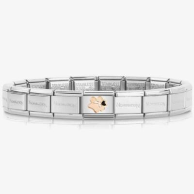 Nomination CLASSIC Composable Rose Gold Dog Paw Print with Heart Bracelet 430202/18