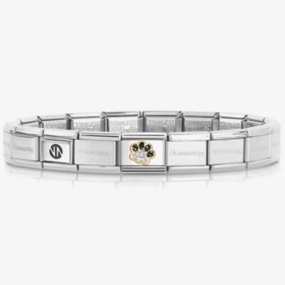 Nomination CLASSIC Gold Black & Silver Glitter Paw Bracelet 030220/22