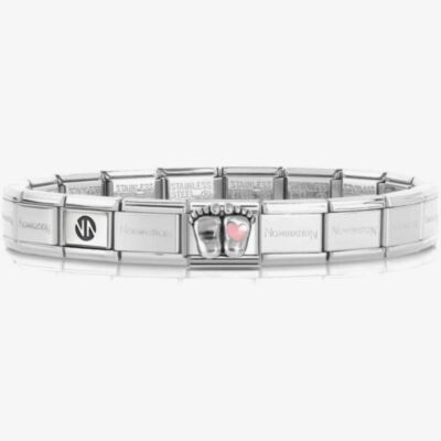 Nomination CLASSIC Pink Heart Baby Feet Charm Bracelet 330204/31 & 530300 SI
