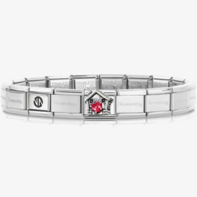Nomination CLASSIC Silver Red Heart House Charm Bracelet 530300 SI & 330327/32