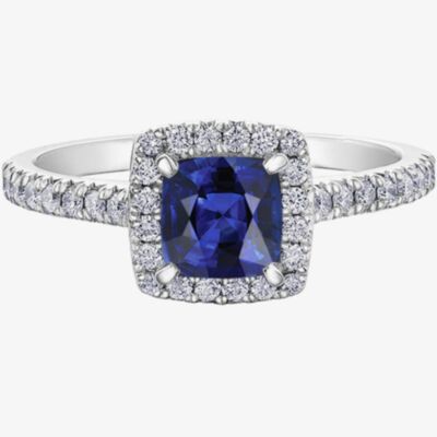 Platinum Sapphire 0.31ct Diamond Ring 30676WG/130