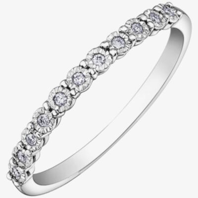 9ct White Gold 0.05ct Diamond Half Eternity Ring 50L67WG/05-10 9W